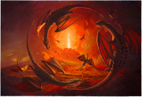 Leinwand Dragons 90x60 cm