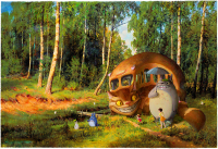 Canvas Catbus and Friends 90x60 cm