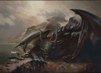 Wolf and Dragon - postcard