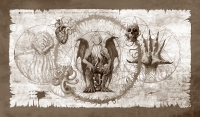 Leinwand Cthulhu Scroll Sepia 90x50 cm