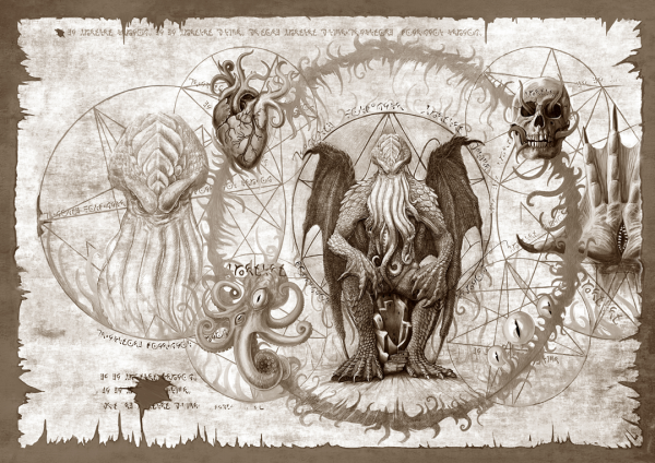 Cthulu Scroll Sepia - Poster A2