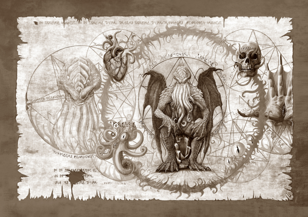 Cthulhu Scroll Sepia - Poster A3