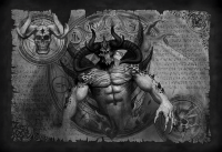 Canvas Demon Scroll Grey 90x60 cm
