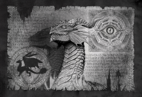 Canvas Dragon Scroll Grey 90x60 cm
