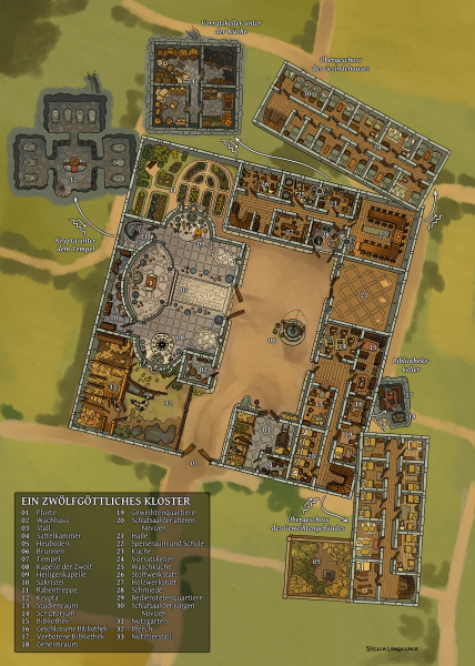 Spielmatte Ein ländliches Kloster