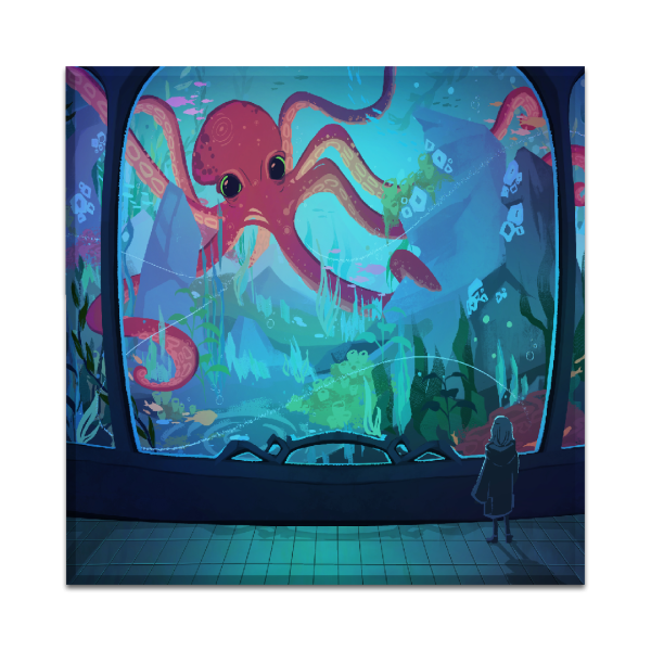 Canvas Red Octopus 50x50 cm