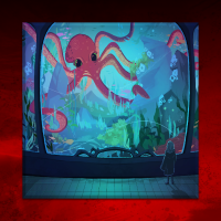 Canvas Red Octopus 50x50 cm