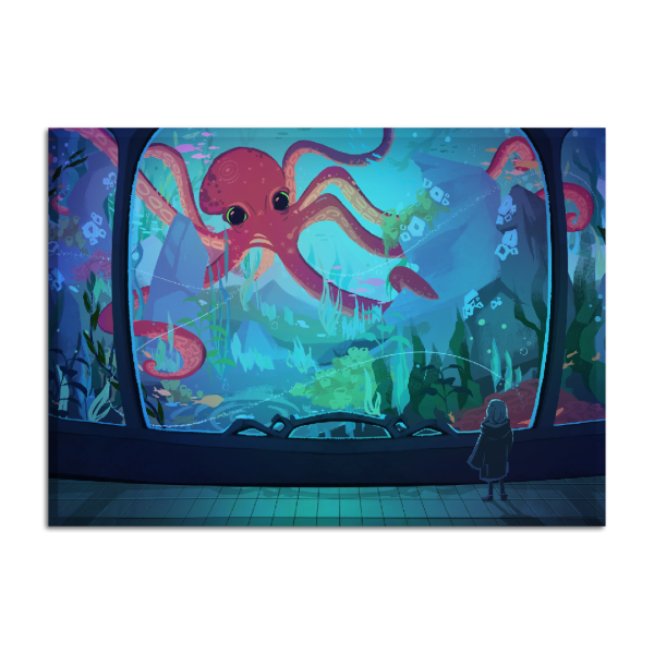 Red Octopus 70x50 cm
