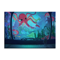 Red Octopus 70x50 cm