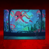 Red Octopus 70x50 cm