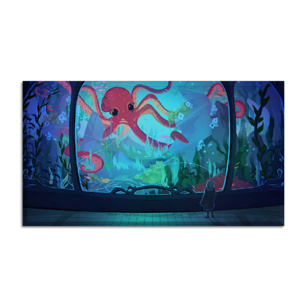 Leinwand Red Octopus 90x50 cm