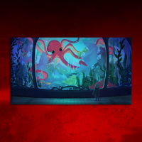Leinwand Red Octopus 90x50 cm