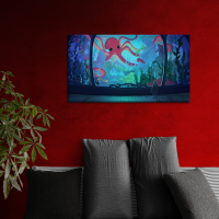 Leinwand Red Octopus 90x50 cm