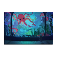 Canvas Red Octopus 90x60 cm