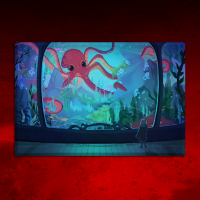 Canvas Red Octopus 90x60 cm