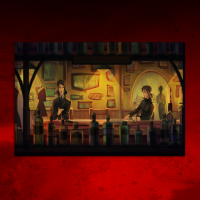 Canvas Bar Scene 90x60 cm